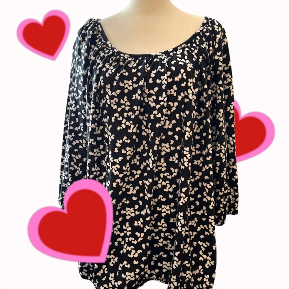 MICHAEL by MICHAEL KORS black & white hearts tips, plus size 1X